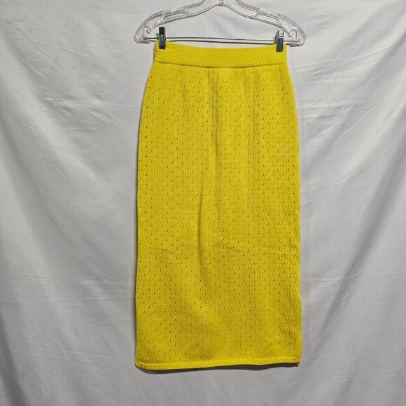 Callahan Knitwear Jada Midi Skirt Women Size XS Bright Yellow - Picture 2 of 10